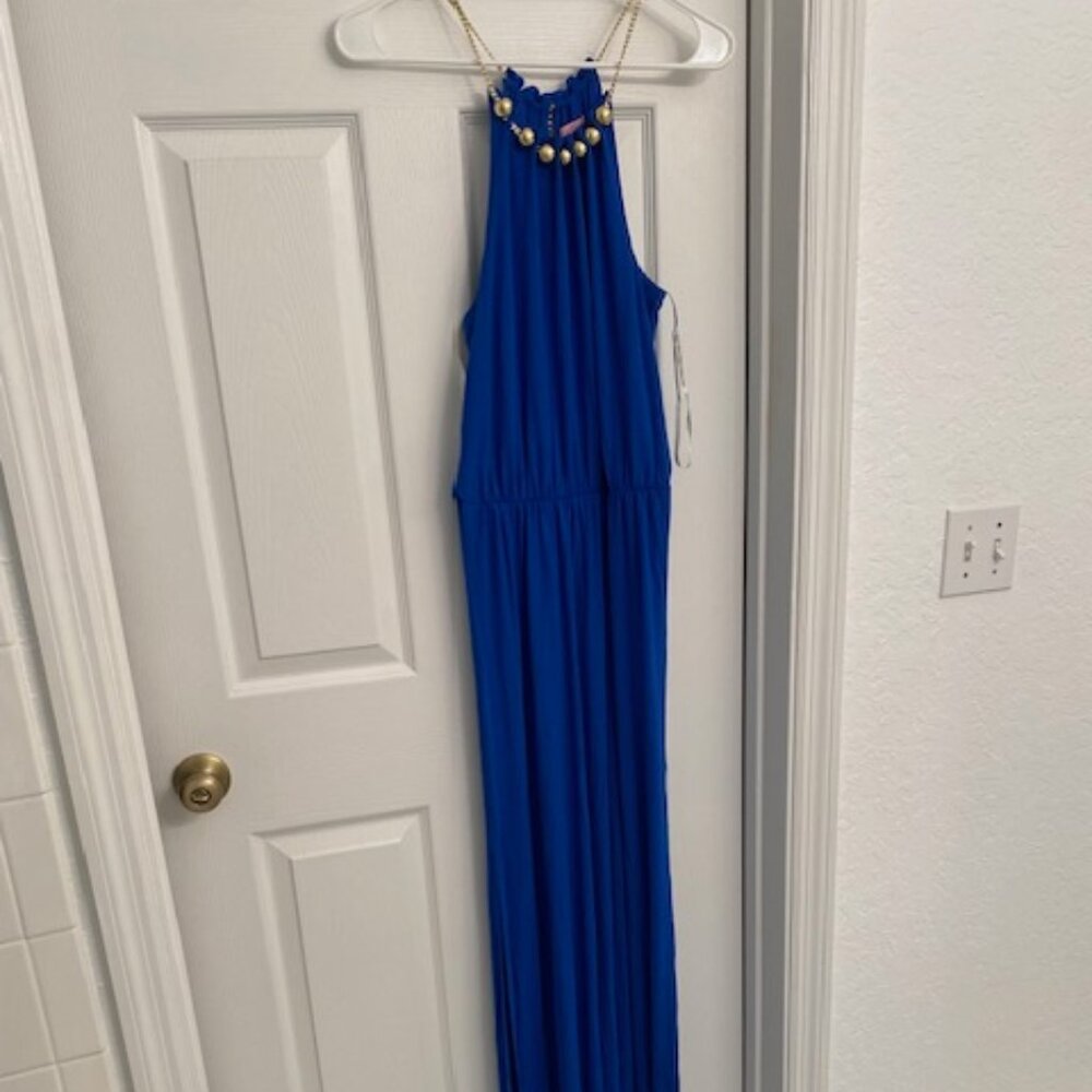 Lilly Pulitzer Blue Maxi Inna Dress with Golden Details Size S